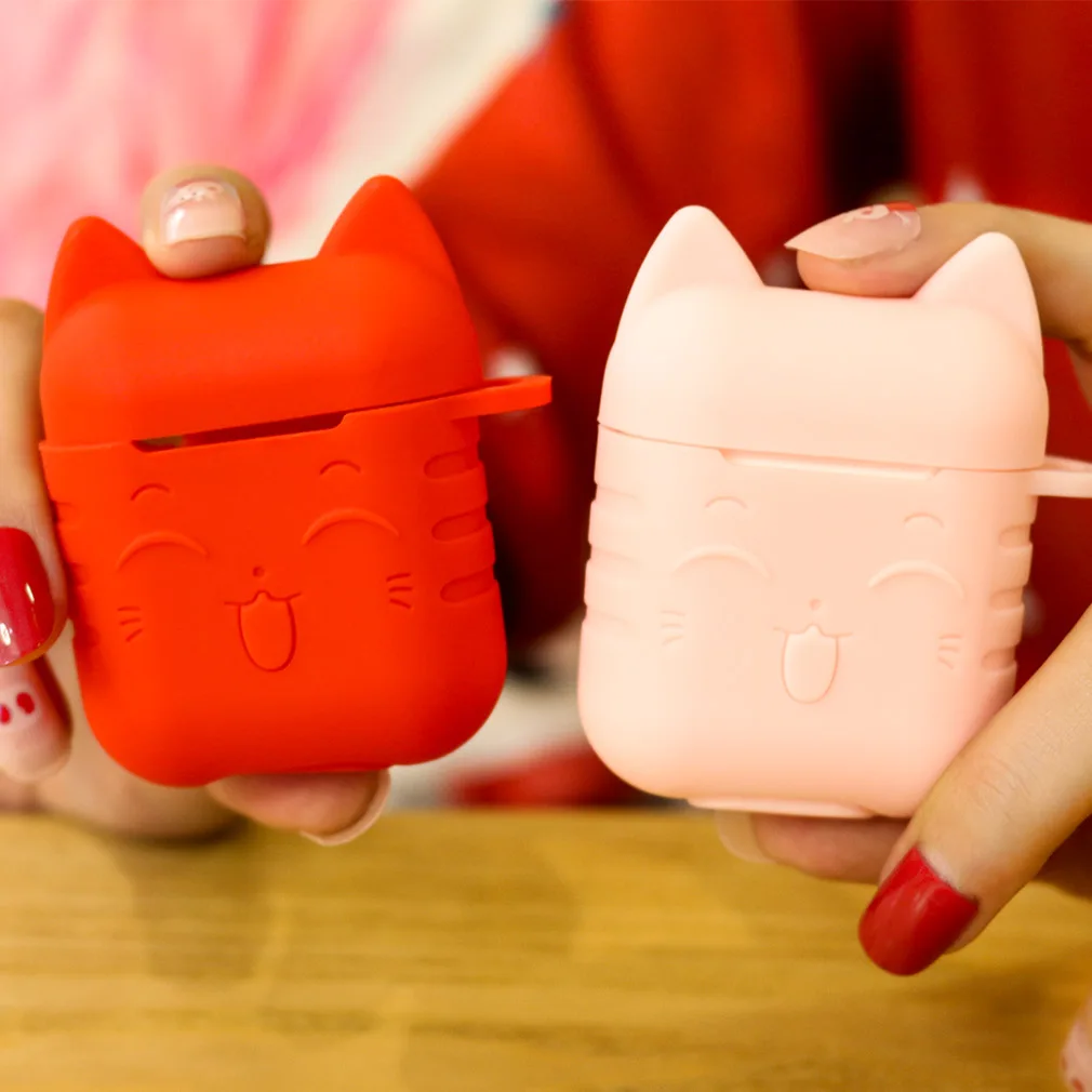 Силиконовый чехол для Airpods Роскошная задняя крышка Coque TPU Мягкий цветной Кот бренд