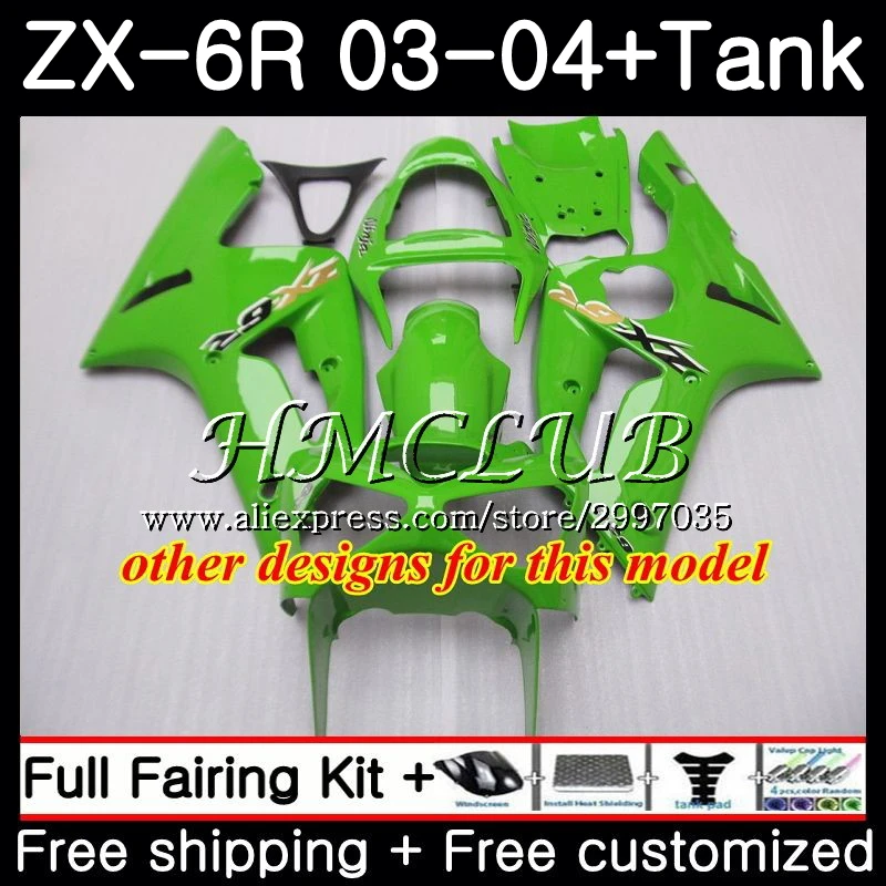Красный популярный комплект + бак для KAWASAKI NINJA ZX600 ZX636 ZX 6R 2003 2004 56HC.17 636 6 R 600CC ZX6R 03 04