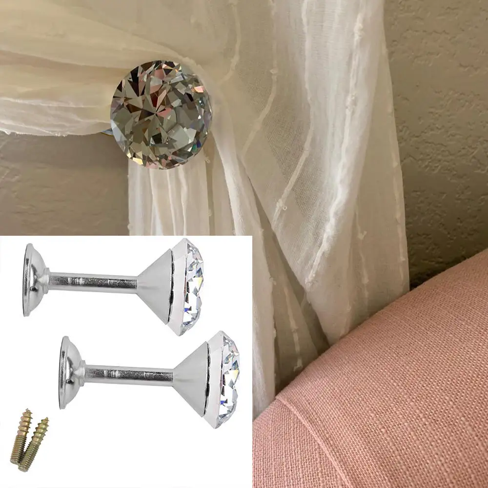 

1 Pair Simple Design Diamond Crystal Curtain Hooks Drapery Tiebacks Door Wall Tassel Hooks Curtain Buckle Wall Holdbacks