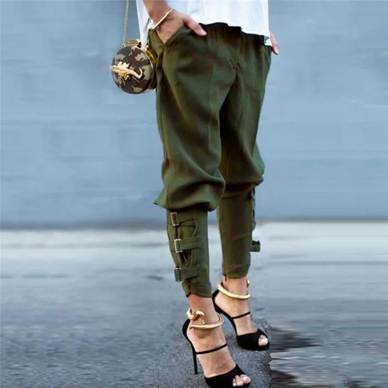 

Women's High Waist Casual Drawstring Elastic Long Pants Ladies Pencil Trousers Fashion Pants