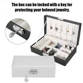

Elegant PU Leather Jewelry Box Case Storage Organizer High quality casket Gift box Necklace Ring Earrings Storage Box for Women