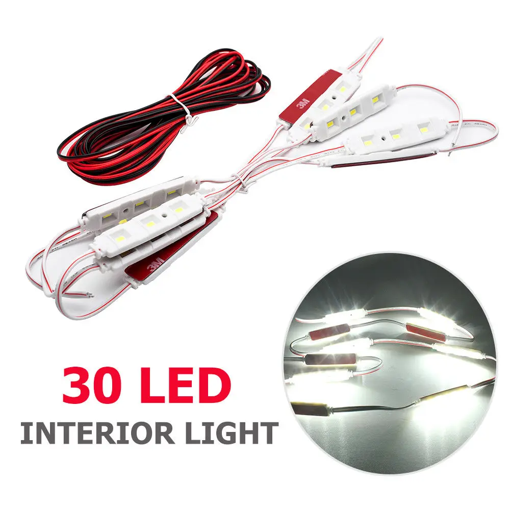 

12V White Car Light Kit Interior 30 LED 5630 SMD For LWB Van Sprinter Ducato Transit 14w Vans Boats Caravans Trailers Lorries