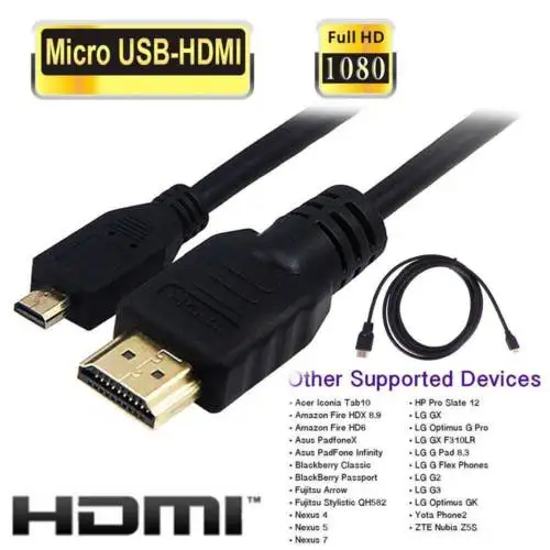 Micro USB к HDMI 1080 p кабель ТВ AV адаптер 6FT 1 8 m Мобильные Телефоны Планшеты HD tv| |