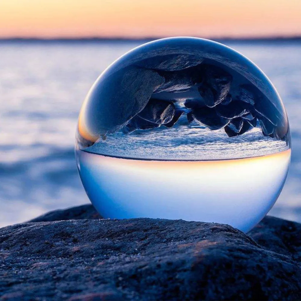 

Chinese Style Feng Shui Crystal Ball Artificial Quartz Transparent Sphere for Gifts Home Decoration + Stand 70mm 80mm 100mm