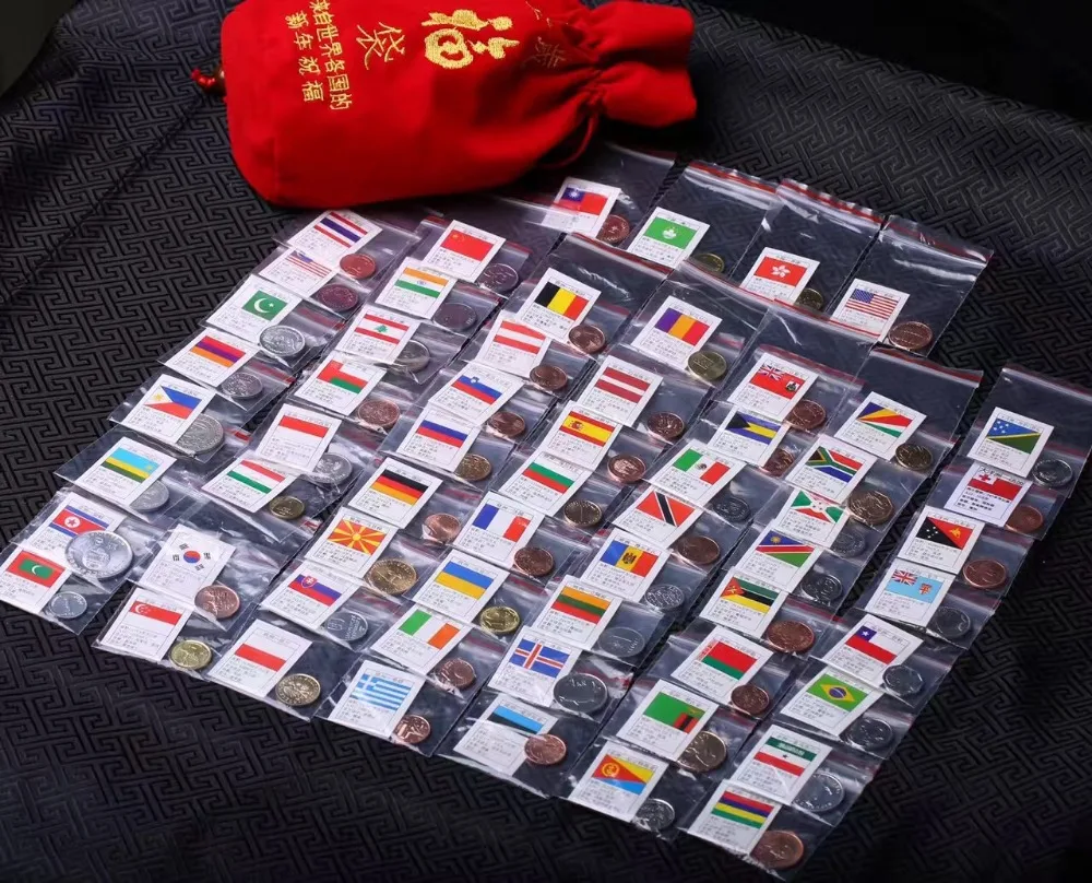 Set Lot 100 Pcs Coins from 100 Different Countries, China New Year Gift, With Flag, Collectible,Nice, original Real Genuine Coin