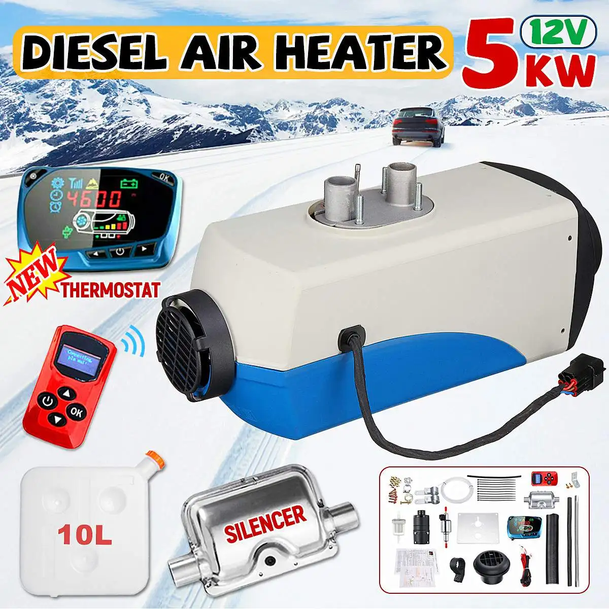 

Car Heater 5KW 12V Air Diesels Heater Parking Heater With Remote Control LCD Monitor for RV Motorhome Trailer Trucks Boats