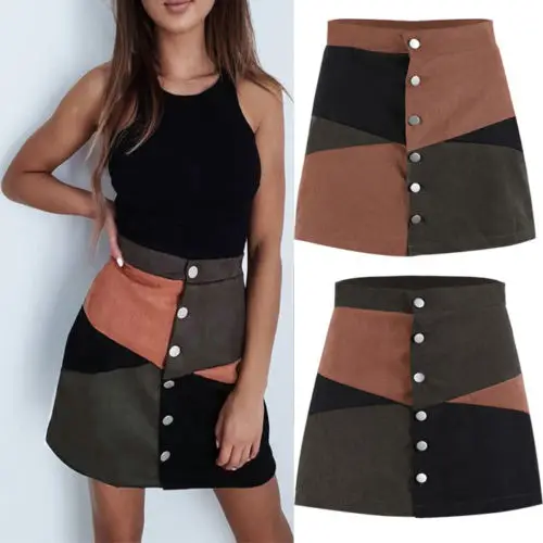 

Brand New Arrival Sexy Women Leather Suede Lace Up Bandage High Waist Party Mini Skirt Hot Seller Patchwork Soft Skirts