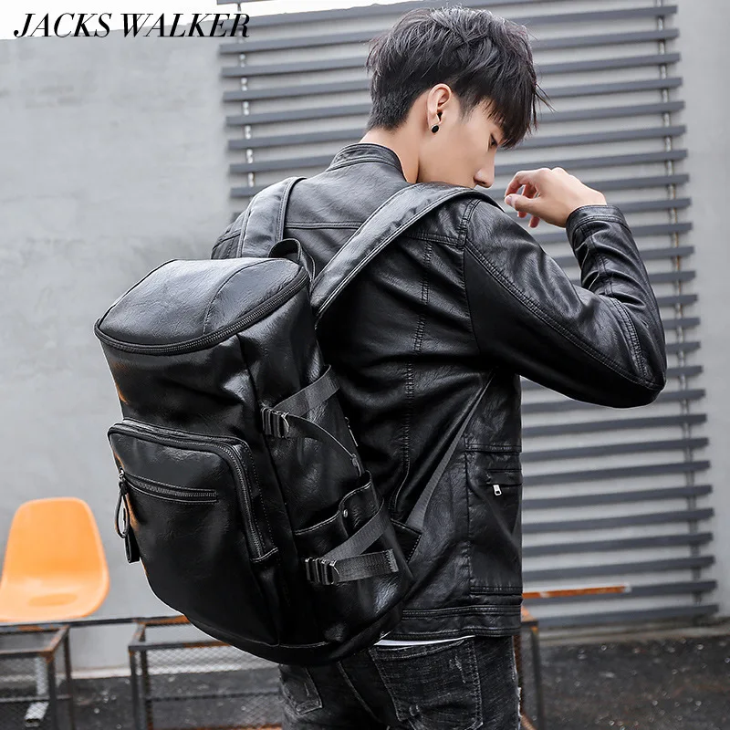 

New Fashion Men Backpacks High Quality Pu Leather Male Korean Student School Backpack Boy Business Laptop Computer Bag 15 Inch