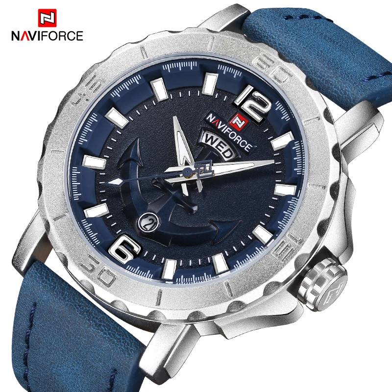 Günstig NAVIFORCE Herren Uhr Analog Datum Uhr Quarz Armbanduhr Männer Armee Militärische Wasserdichte Luxus Marke Sport Armbanduhren Relogio
