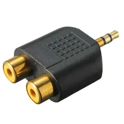 Новый мм 3,5 "1/8 мм Джек 2 RCA адаптер Y Splitter стерео мужской 2x Женский золото мини