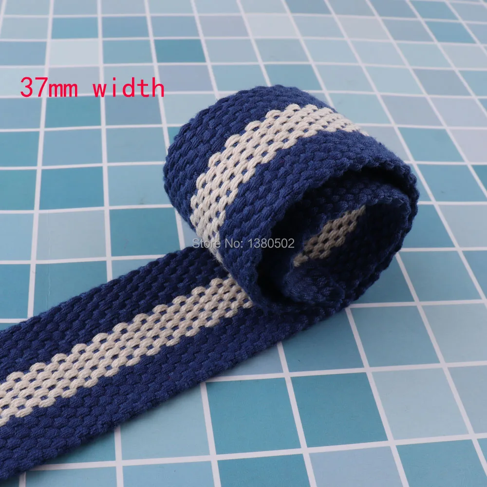

5Yards 37mm Stripe Canvas Fabric Webbing Heavy strap Backpack Bag Ribbon Key fobs Sewing accessories