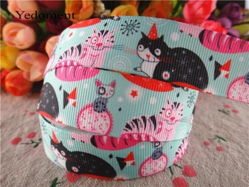 

15110141, 7/8'' (22mm) 10 yards cat printed grosgrain ribbons cartoon ribbon hair accessories tape