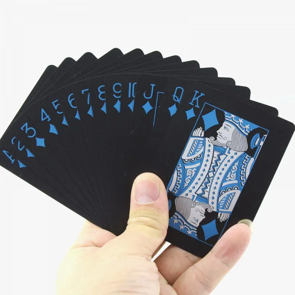 Koop Nieuwe Tool Klassieke Tricks Set Kaart Spelen Waterdichte PVC Kaarten Zwart Plastic Spelletjes Kleur Poker Sets Poker Poker Deck
