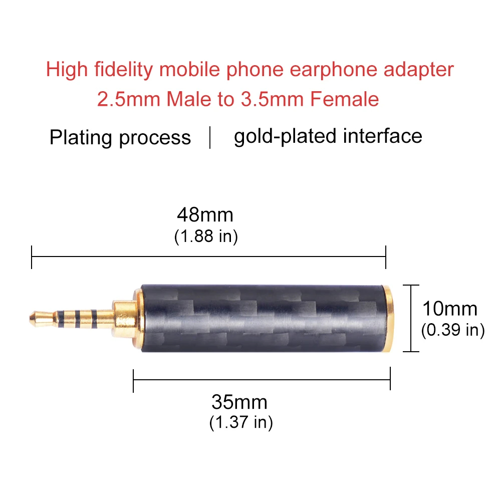 OKCSC Earphone Plug 4 4mm 3 5mm 2 5mm Male Adapter to 2 5mm 3 5mm Female Balanced Carbon Fiber Headphone DIY Accessory for SONY