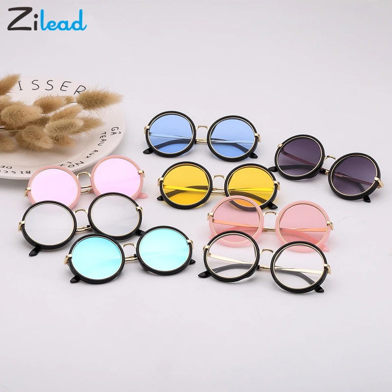 

Zilead Kids Round Frame Sunglass Brand Designer Baby Boys Girls Cute Sunglass Metal Sheet Retro Vintage Sun Glasses For Children