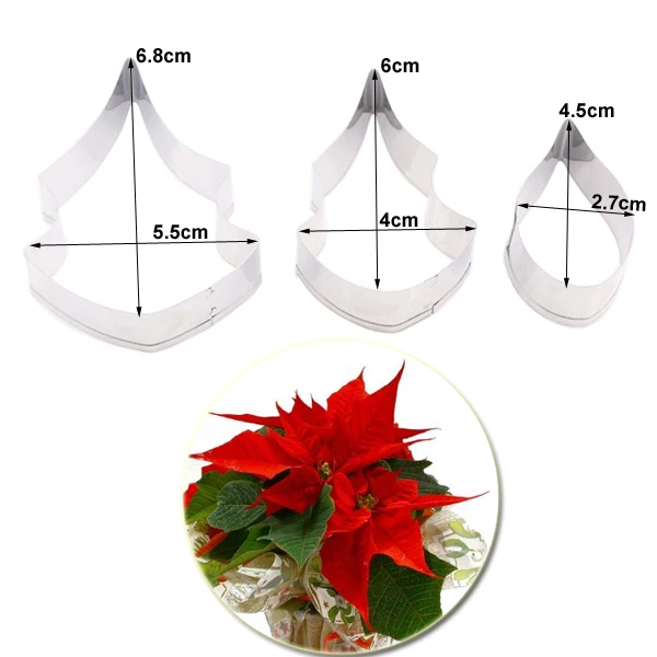 Poinsettia Цветы Лепестки Veiner и резак 3d силиконовые формы для торта украшения