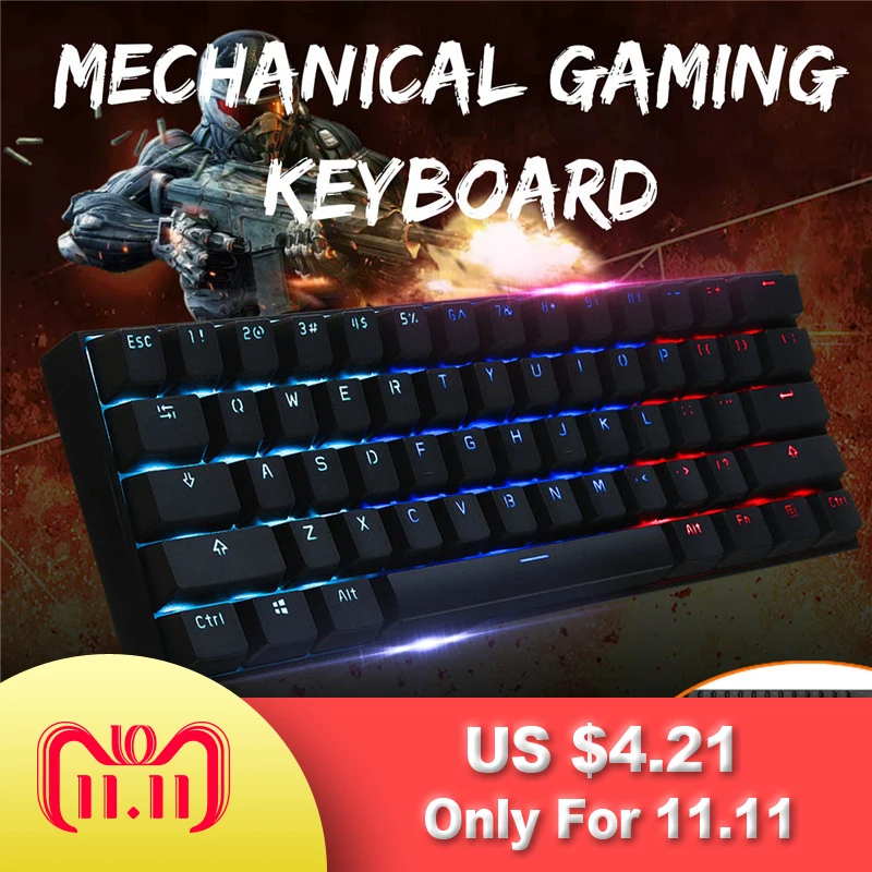 

Gateron-Switch Dual Mode 60% NKRO USB Wired Bluetooth 4.0 Type-C RGB Mechanical Gaming Keyboard for Tablet Desktop Mini Keyboard