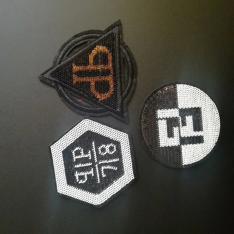 

PGY 1PCS Black Letter F P Number Embroidered Patches for Clothes Iron on Clothes Jacket Shoes Appliques Badge Stripe Stickers