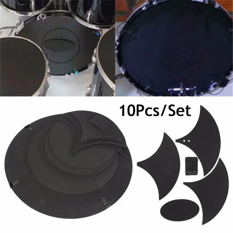 10Pcs/set Rubber Foam Bass Snare Drum Sound Off Quiet Mute Silencer Practice Pad Musical Instrument Accessories