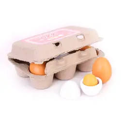 6 шт. деревянные яйца желток ролевые игры Кухня Еда Детский обучающий детская игрушка