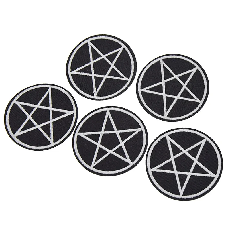 

5pcs Pentagram Gothic Patch Embroidery Patches For Garment Applique DIY Handmade Sewing Crafts Drop Shipping