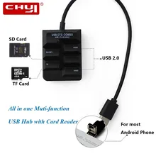 CHYI Usb 2,0 OTG концентратор мульти 4 порта Micro Usb 2,0 Hab разветвитель с SD/TF кард-ридер Компьютерные аксессуары для Android смартфонов