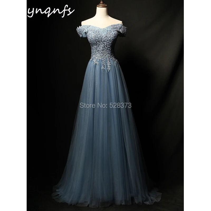 YNQNFS элегантное аппликационные Жемчужины для Кружева Vestido De Festa Longo Robe