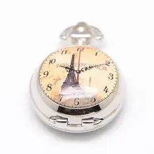 Платиновый смешанный узор Openable плоский круглый сплав печатных фарфоровые кварцевые часы для карманные часы ожерелье делая, 40x29,5x15