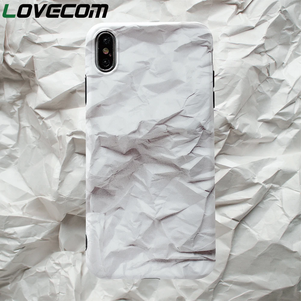 

LOVECOM Fashion Reality Crumpled Paper Case For iPhone X XS Max XR 6 6S 7 8 Plus Full Body Coverage Soft IMD Phone Back Cover