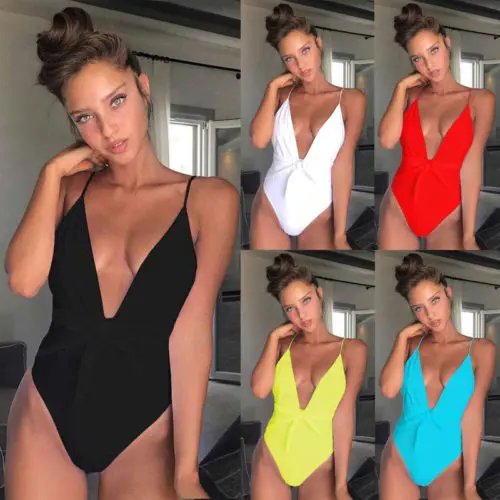 

2018 Newest Women Sexy Swimming Costume One Piece Swimsuit Monokini Swimwear V Neck Bikini Sets