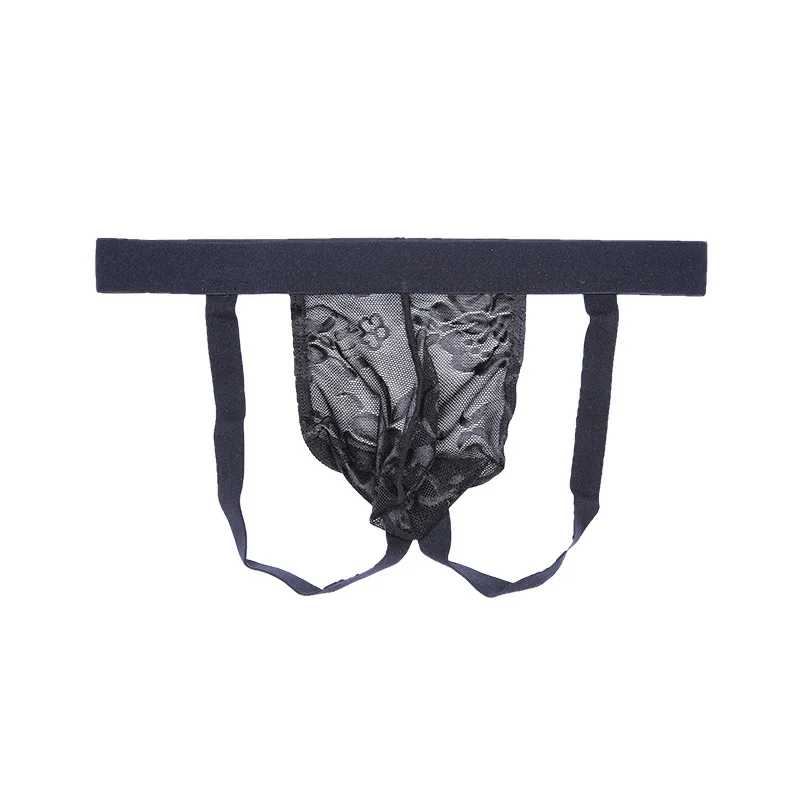 

sheer transparent double Sexy Lace Thongs Men Sissy Underwear Transparent Male Bikini G-strings Seamless Funny Thong For Man