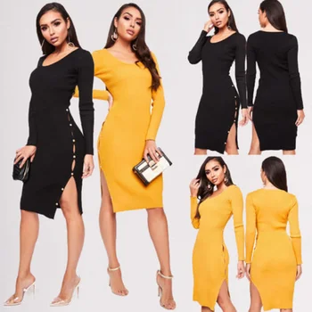 

2018 Brand New Fashion Sexy Women Long Sleeve Paillette Backless Bodycon Cocktail Casual Solid Party Mini Dress