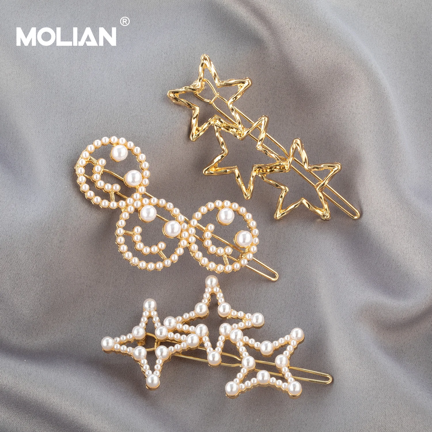 Аксессуары для волос MOLIAN Star Pearl заколки со смайликом металлические интересные