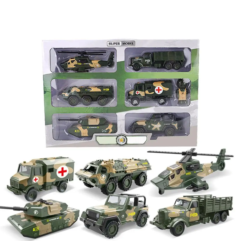 

6Pcs Kids Boys Simulate Pull Back Military Series Tanks Aircraft Cars Toys Set