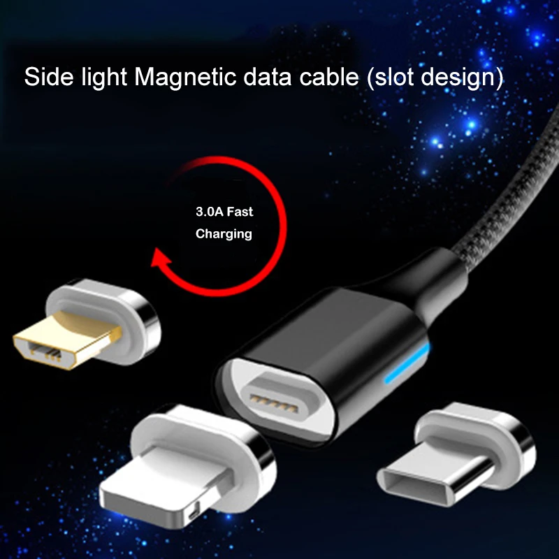3A (ماكس) كابل مغناطيسي سريع شحن USB نوع C المصغّر USB ل فون X Xs ماكس XR 8PIN المغناطيس كابل الشاحن بيانات USB خط مزامنة