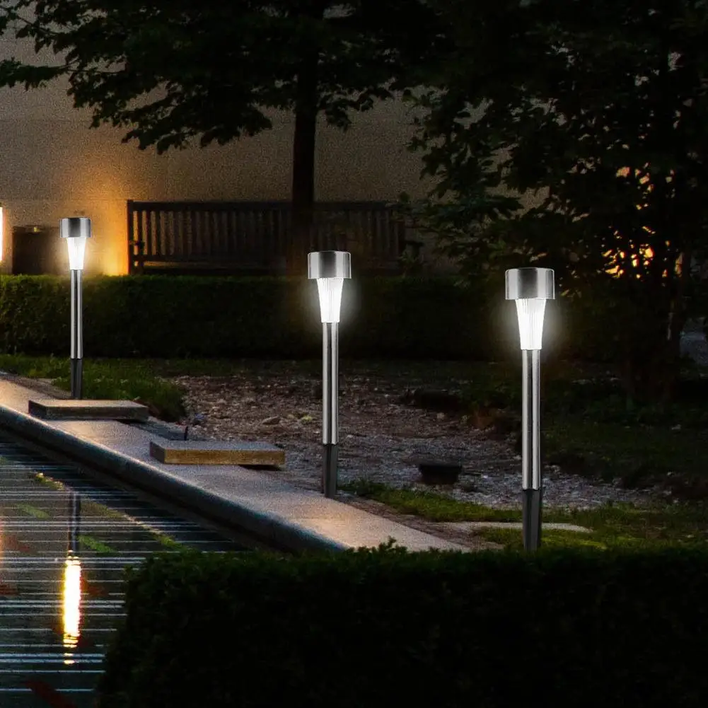 

Solar LED Outdoor Stainless Steel Lawn Lamp Waterproof IP65 Outdoor Courtyard Lighting Installation Simple Courtyard Interchang
