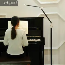 Artpad 12 Вт современный светодиодный фортепианная лампа черный белый алюминиевый стоящий офисный Торшер для учебы с пультом дистанционного управления Сенсорный диммер