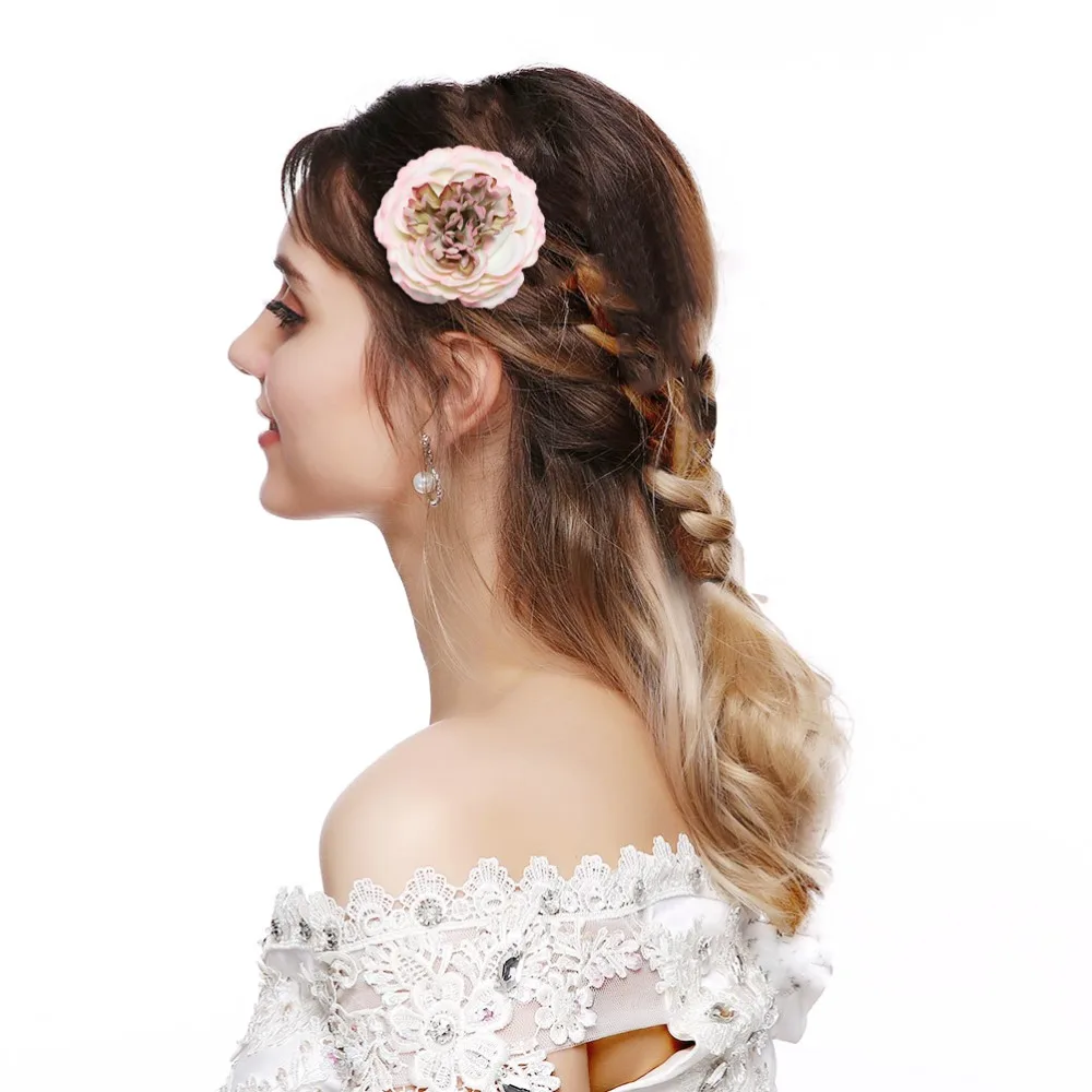 

Trendy Floral Barrettes Hairgrip Peony Flowers Hair Clips For Women Brooch Beauty Headdress Kawaii Hair Accessories