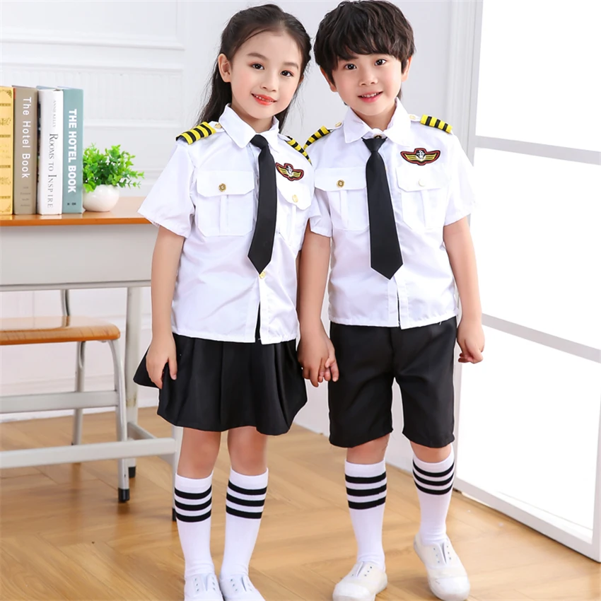 

New Kids Halloween Carnival Costumes Boys Air Force Pilot Uniform Stage Performance Cosplay Firefighter Chorus Dance Clothing