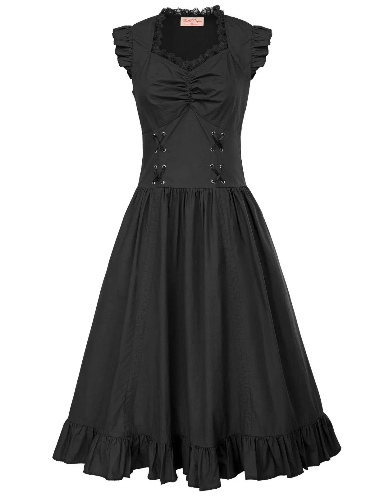 

2019 Retro Sleeveless Gothic Steampunk Cosplay Womens Casual Ruffled Dress Hot