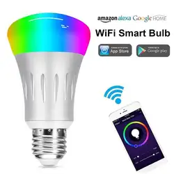 E27 WiFi умная Волшебная осветительная лампа с регулируемой яркостью Светодиодная лампа RGBW совместим с Alexa и Google Assistant освещение для домашнего