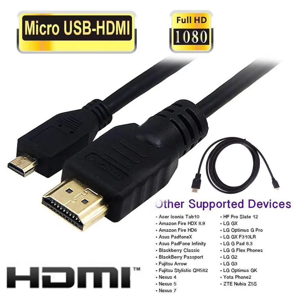 

EastVita Micro USB to HDMI 1080p Cable TV AV Adapter 6FT 1.8m Mobile Phones Tablets HDTV