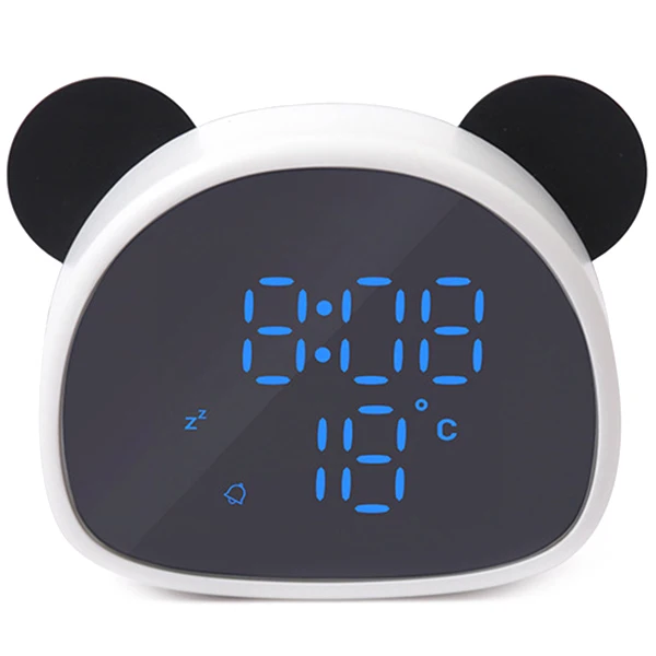 

multi-function Panda alarm clock with recording voice control USB night light charging snooze makeup mirror table clock #3