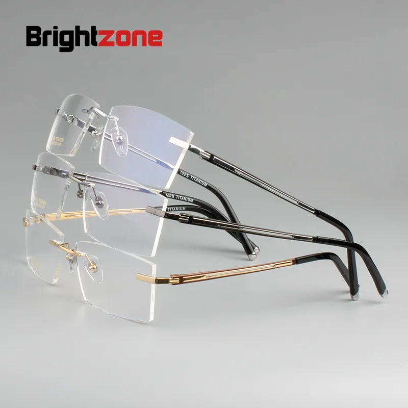 Оправа для очков Brightzone Мужская титановая без оправы Брендовые очки мужские