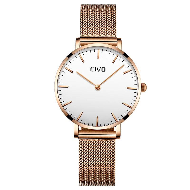 

CIVO Simple Elegant Watches Ladies Waterproof Slim Mesh Strap Watch Clock Fashion Luxury Wrist Watch For Women Relogio Feminino