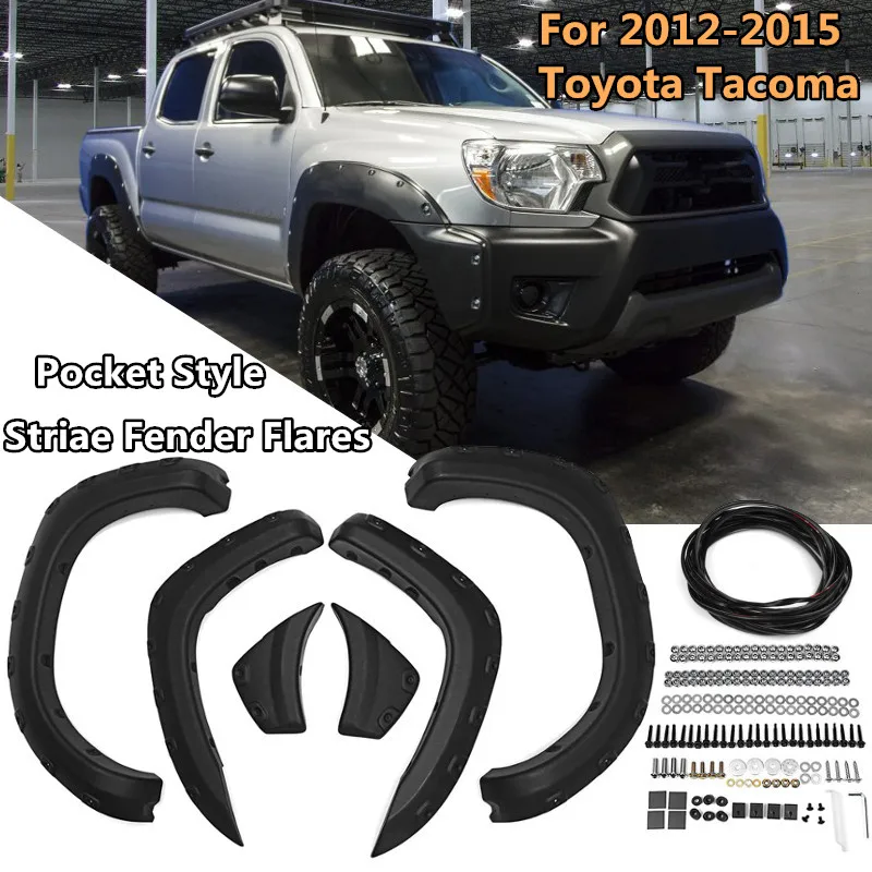 

Best Price 6pcs/set ABS For Pocket Style Striae For Fender Flares For Toyota Tacoma 2012-2015