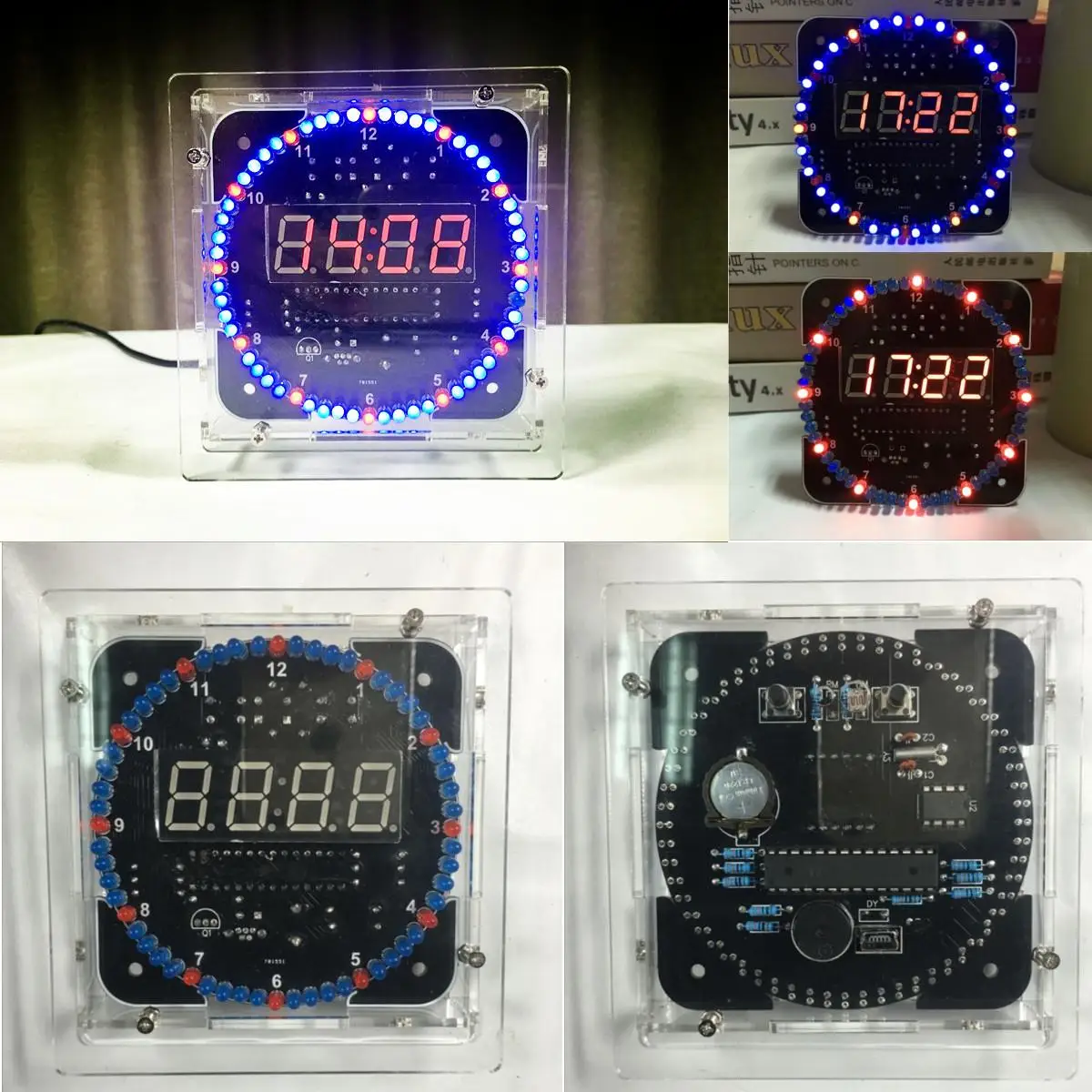 

LED Rotating Electronic Temperature Display Digital Clock Learning DIY Kit Box Components Parts Timer Tools Accessories Set