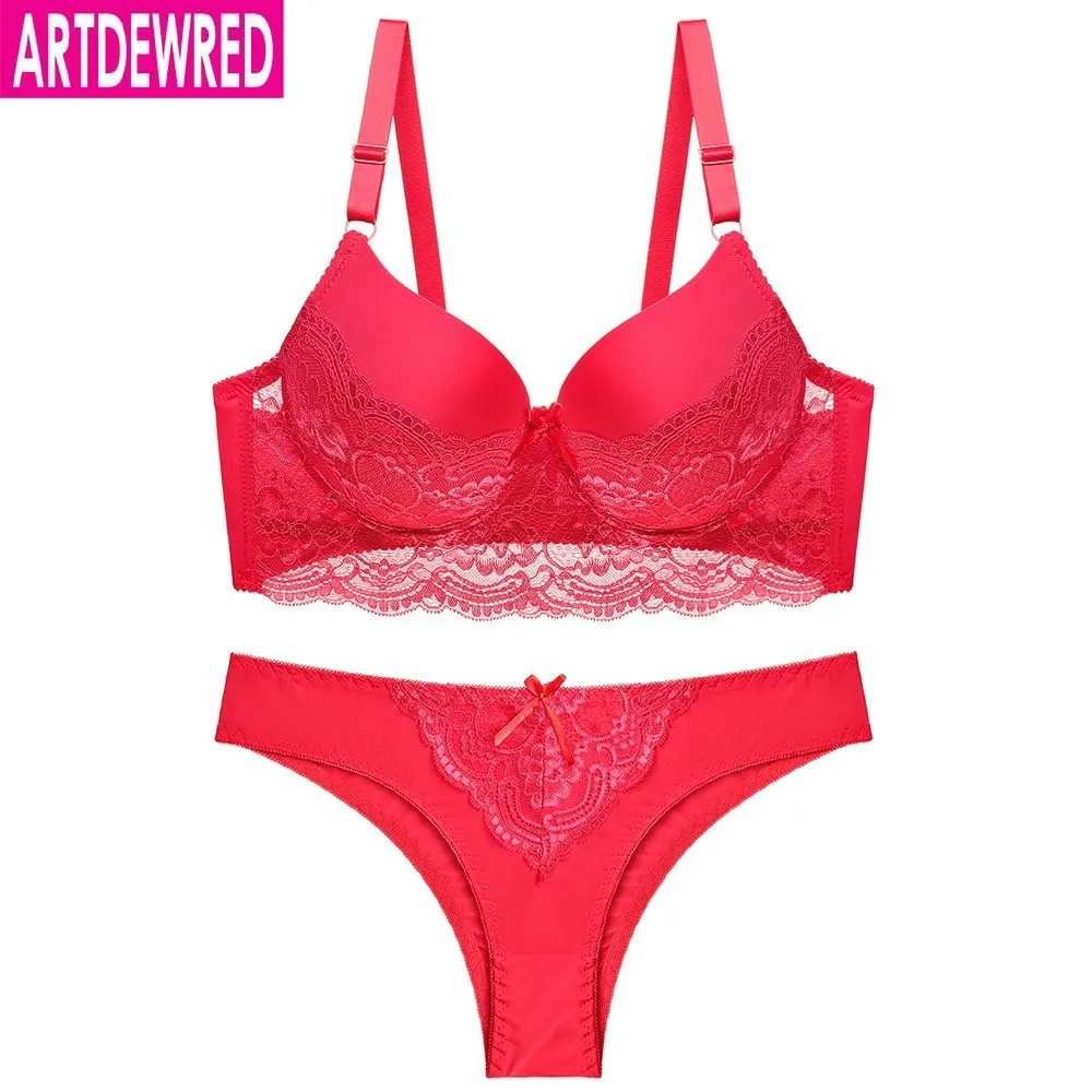 

Lingerie Push up Underwear Women Lace Set Plus Size CD Cup Women Beige Black White Bra and Panty Sets