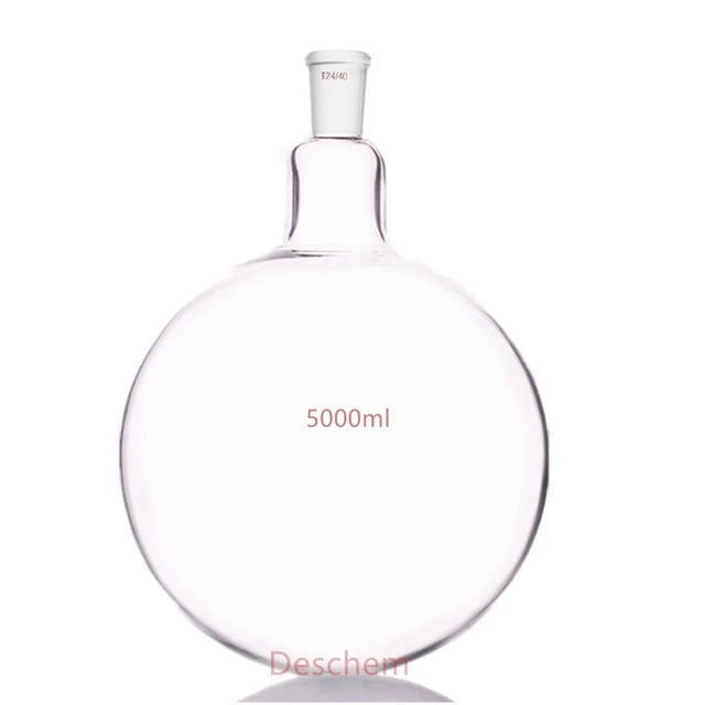 Flacon en verre à fond rond de 24/40 ml, bouteille de 5000ml, pour produits  chimiques et de laboratoire, 5L,1 cou - AliExpress