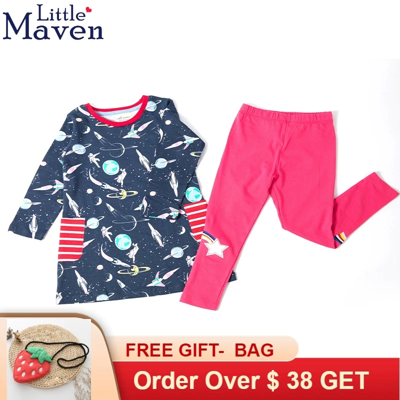 Little Maven/комплект одежды для маленьких девочек комплекты с платьем топы принтом